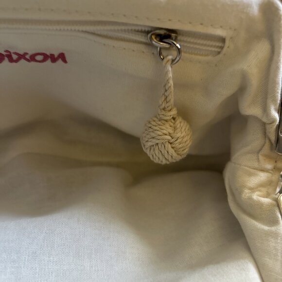 Donna Dixon Handbag Purse Blue Shoulder Crossbody Chain Straps Canvas Kiss Clasp - Picture 9 of 16